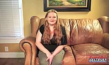 rose tiny redhead gags deep on cock for cum