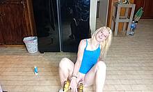 blonde teen extreme dildo insertion