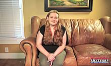rose tiny redhead gags deep on cock for cum
