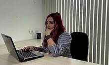 Colombian milf principal fucks her young student in the office after catching him jerking off