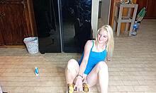 blonde teen extreme dildo insertion