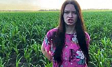 Stepsister got nervous in the cornfield and found comfort in her stepbrothers big cock