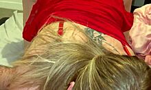 suck stepson huge dick in bedroom with lingerie and deepthroat