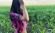 Stepsister got nervous in the cornfield and found comfort in her stepbrothers big cock