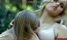 blonde teens kiss and lick in the garden sun