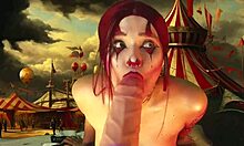 harley queen stretches cheeks with giant dildo