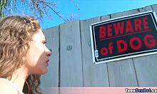 Teen with curly hair used as a personal sex bot and looks like she is enjoying it