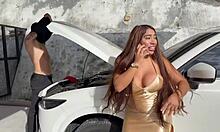 The mechanic fucks my ass hard with his huge cock
