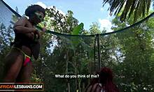 Big tits and ass ebony lesbians lick wet pussy from behind pov close-up