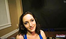 blonde hottie gives deep bj and gets slammed