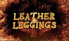Teen babe sucks and fucks in leather leggings!