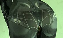 Asian babe fingers her pussy hard in spiderman cosplay outfit 😈🔥