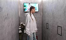 Cute tattooed girl gets first gloryhole cock