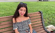 Public pickup gangbang with rough double penetration and triple cum on her