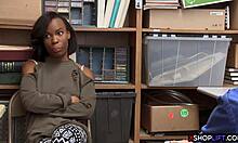 Hot ebony shoplifting teen hard smashed by a security guy