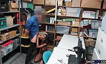 Hot ebony shoplifting teen hard smashed by a security guy
