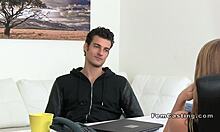 Blonde Agent In Stockings At Office Interview