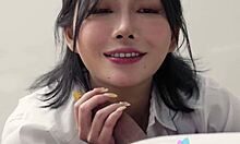 chinese horny girl with big tits sucks dick and gets stuffed