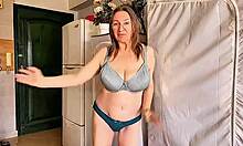hot gilf shows off her huge tits in lingerie