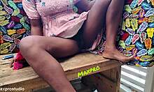 cute hairy black pussy on display at beach