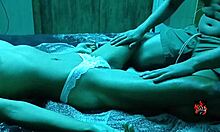 milf gives tantric massage to cute young brunette