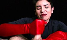 cum on red opera gloves