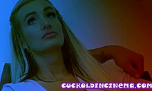 cuckold in cinema stunning blonde with huge boobs in the hands of strangers