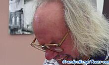 deepthroating babe gets fucked by grandpa
