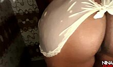 ebony girl twerking in bathroom and neighbour sneaks in to fuck