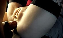 a beauty in stockings spreads for cock
