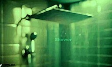 Brunette bombshell took a shower