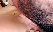 bearded man eats pussy extreme close-up - hard fingering until she cums hard on his tongue