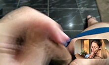 react to beautiful pov blowjob with huge triple cumshot