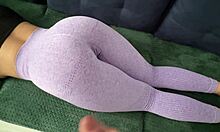 stepsister gets cum on leggings