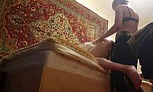 anastasia uses strapon on masked submissive sasha