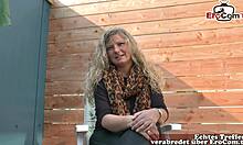 Mature neighbor attends outdoor casting discussion