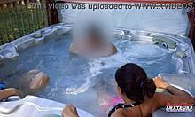 jamie and vicky give hot tub handjob tease