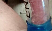 thick white cock pumped with cock ring shoots huge cumload
