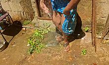 Maid bathing outdoor and indoor