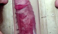 thick white cock pumped with cock ring shoots huge cumload