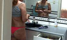 I beg my stepson to cum in my hairy pussy instead