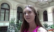german scout picks up slim fit teen akira may for first casting fuck