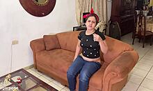 latina maids buttcrack is showing while she cleans the house