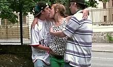 cute teen alexis crystal fucked on public street by two guys