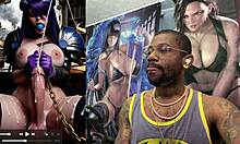 big breast transgender gets jerked off
