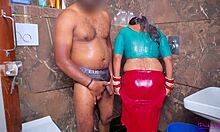 after suhagrat newly married pinki bhabhi stripping saree in bathroom she fucked hard and got cum in pussy with hindi audio