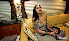 Maliboo tattooed curvy brunette eager rimjob dildo firm handjob fun 🍑