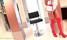 ladyboy teen 18+ nook uses anal beads in hallway