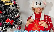 Exchanging gifts with santa claus at christmas 🎄