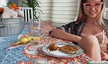 Petite Asian teen fucks hard after breakfast